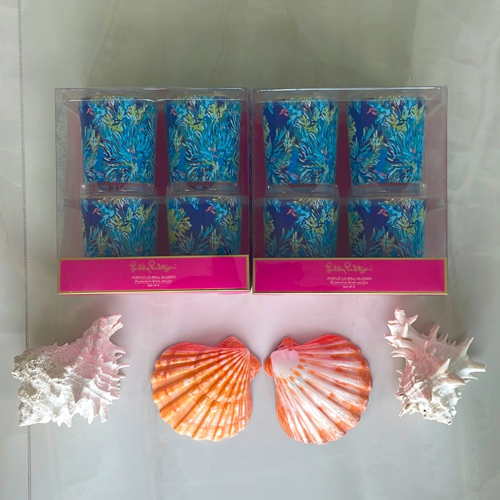 New Lilly Pulitzer Acrylic Lo-Ball Glasses Set of 8 Featured in Wade and Sea